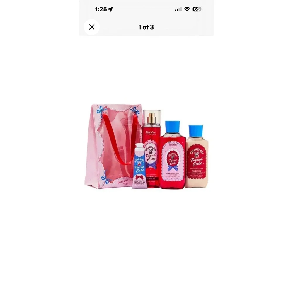 Bath & Body Works Strawberry Pound Cake With Love 4 Piece Gift Set New